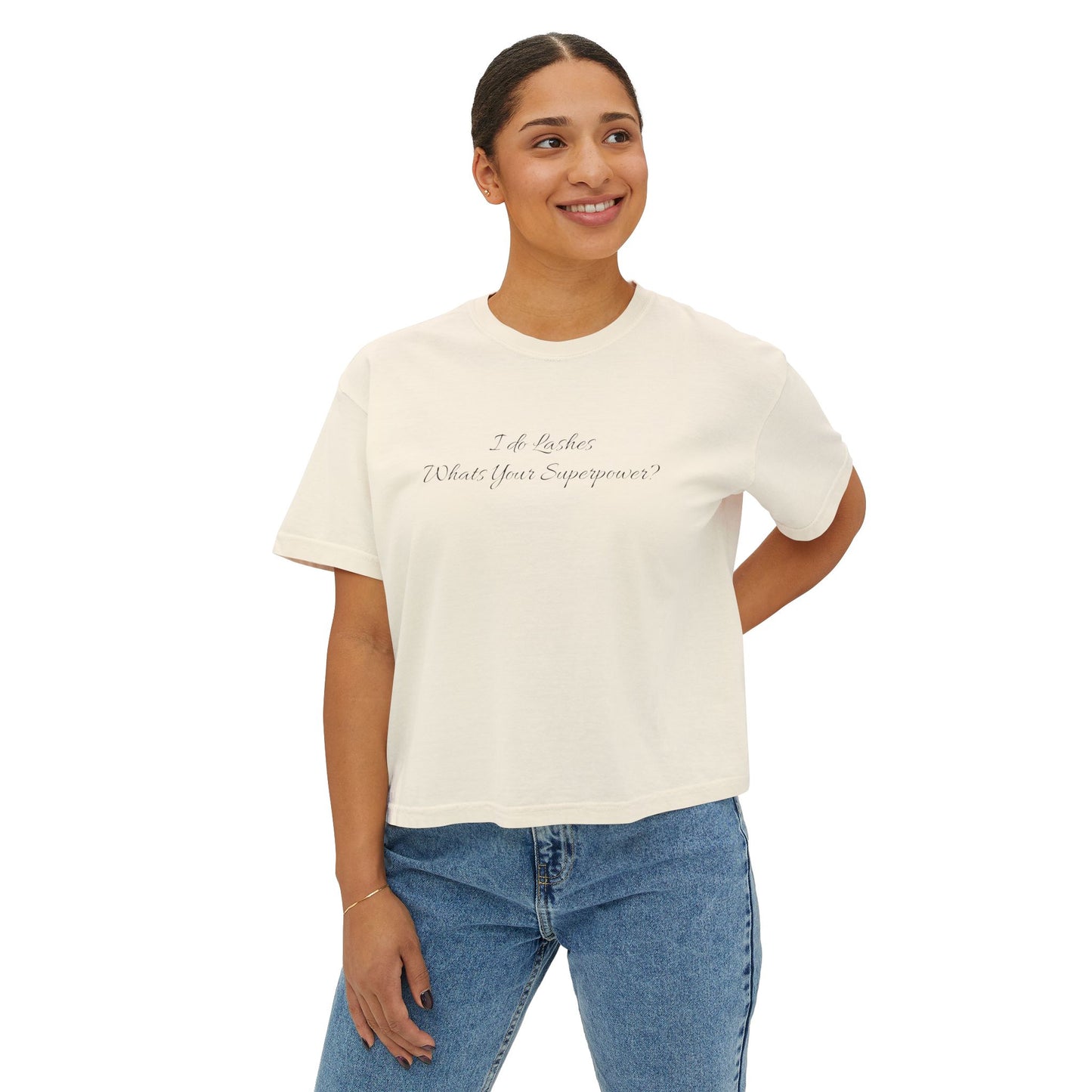 Women's Boxy Tee - "I Do Lashes, What's Your Superpower?" Statement Top